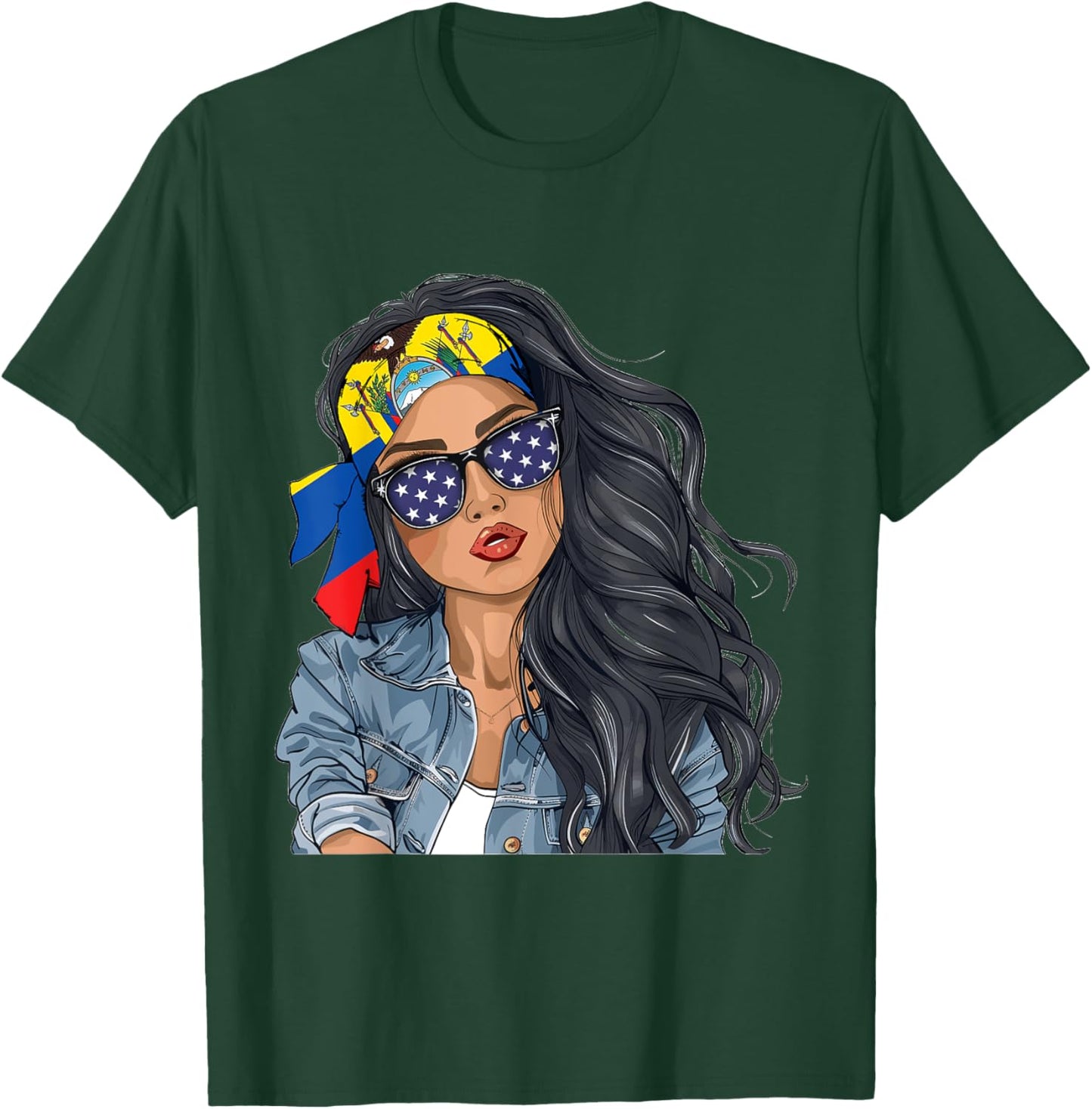Ecuadorian Woman Products Flag Uniform American Ecuador T-Shirt - T-Shirt | Forest
