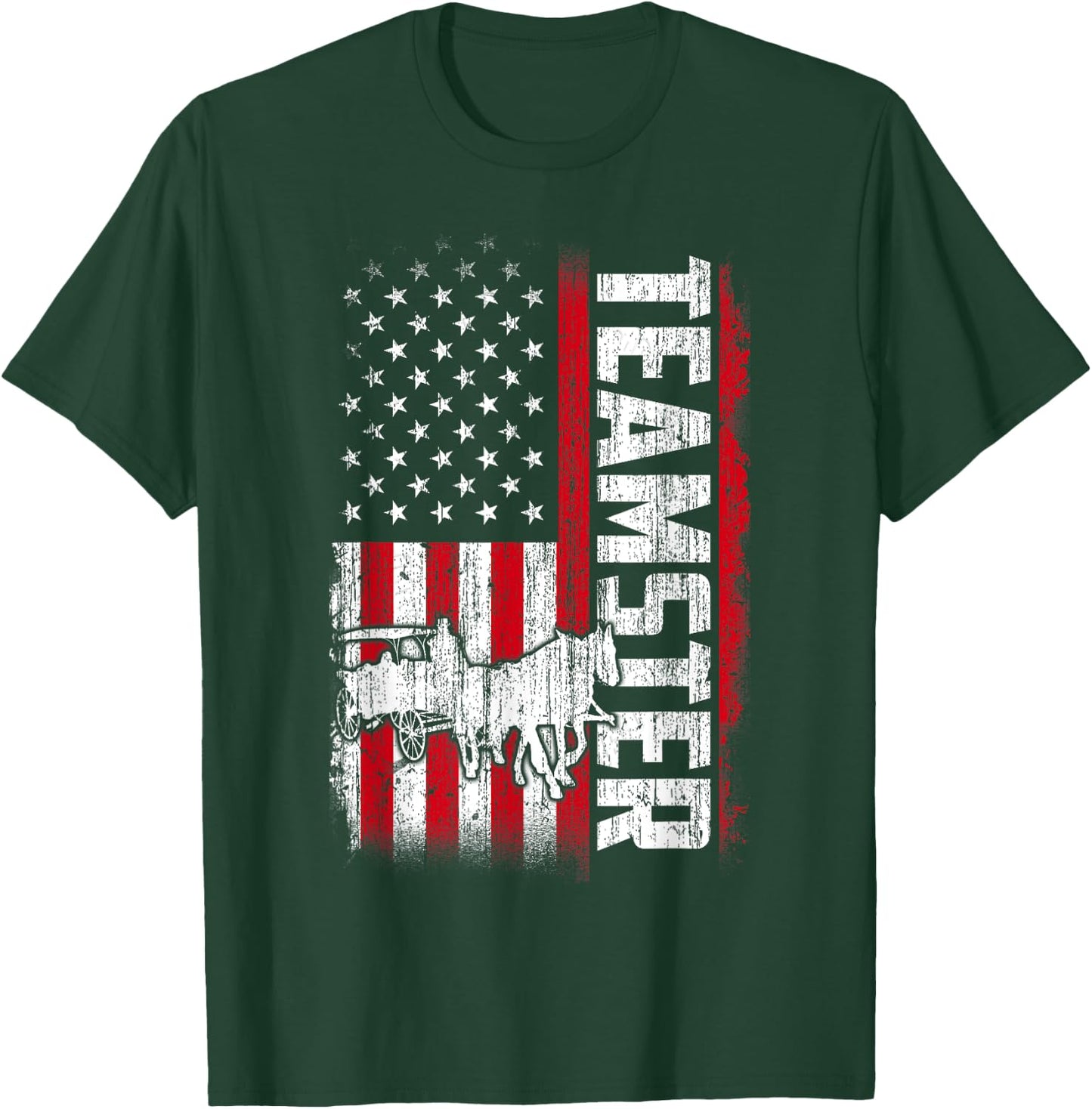 Teamster American Flag Funny Quotes Sayings T-Shirt - T-Shirt | Forest