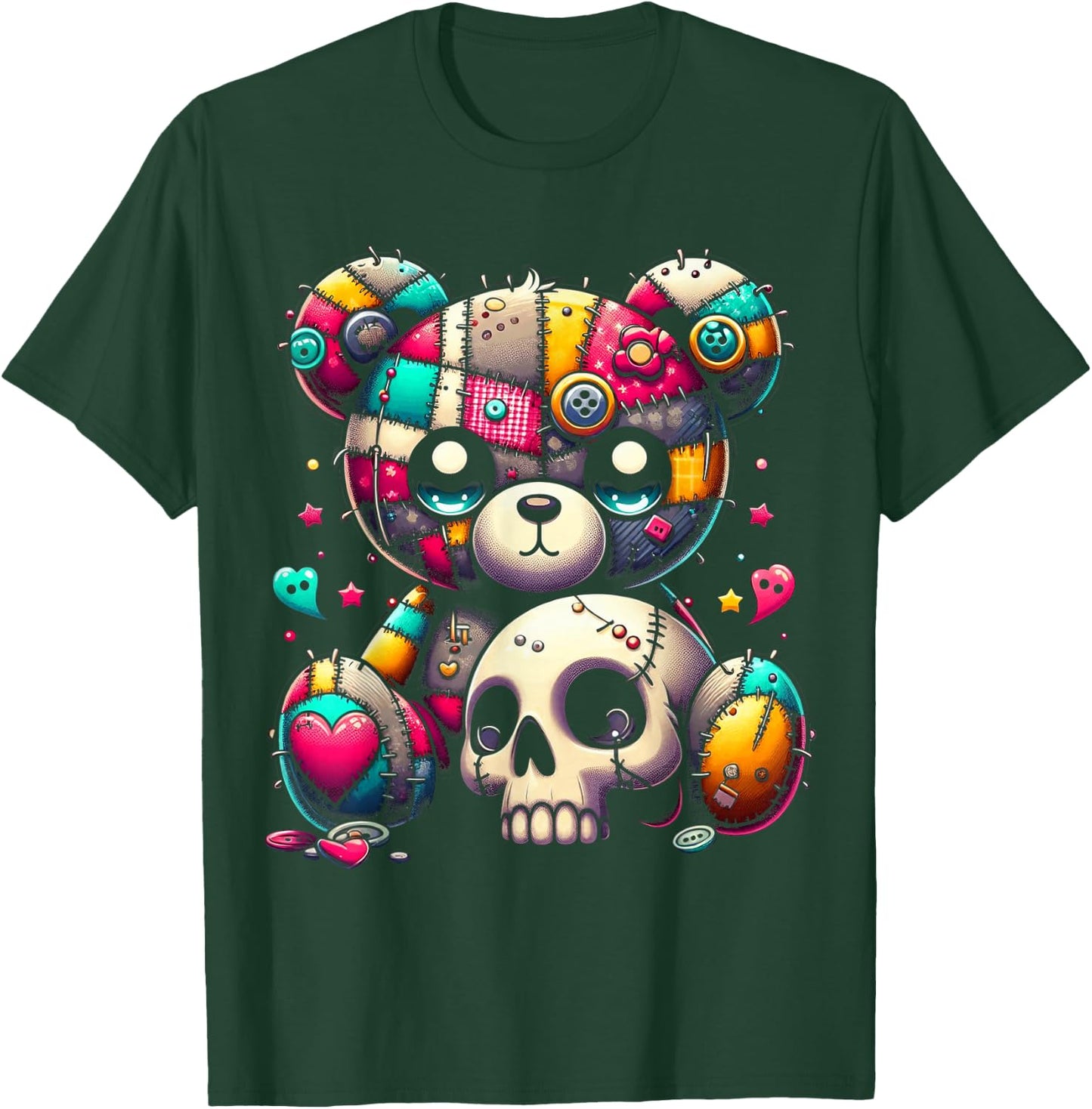 Kawaii Pastel Goth Teddy - Cute Creepy Skull Anime Bear T-Shirt - T-Shirt | Forest