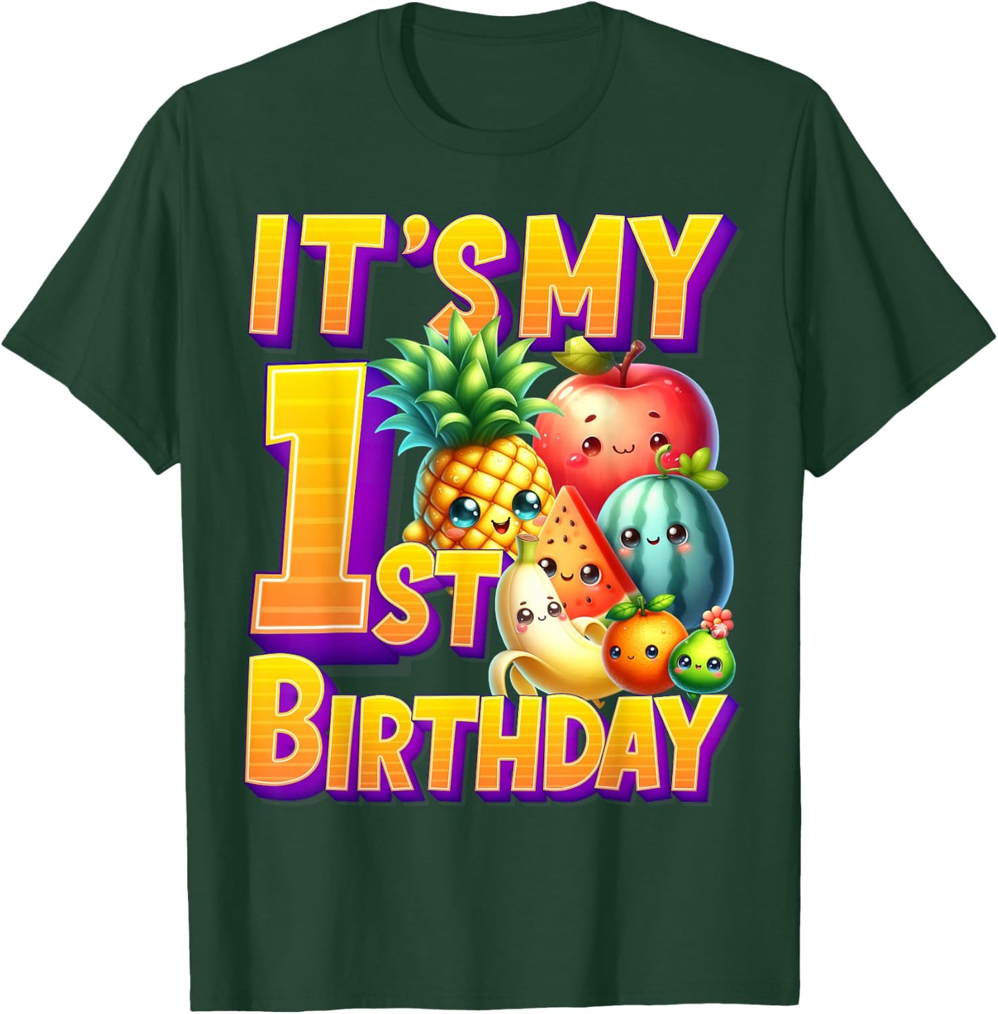 Fruit Birthday 1 Year Old Boy Girl Its My 1st Birthday Fruit T-Shirt - T-Shirt | Forest