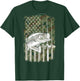 American Flag Camo Bass Fish Fishing (On Back) For Fisherman T-Shirt - T-Shirt | Forest