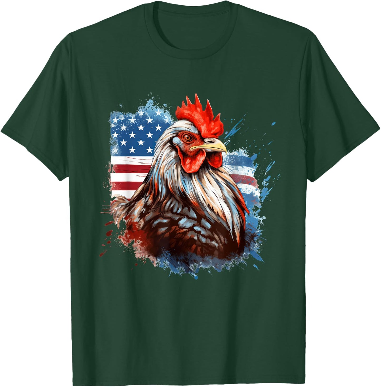 Chicken American Flag T-Shirt - T-Shirt | Forest