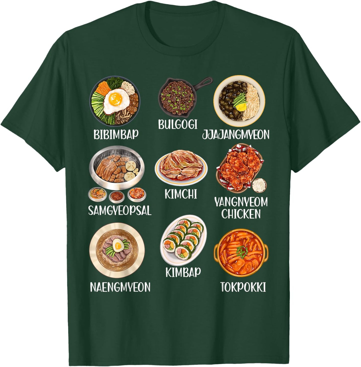 Cute Korean Food Kimchi Bibimbap Kawaii Korean Aesthetic Pop T-Shirt - T-Shirt | Forest