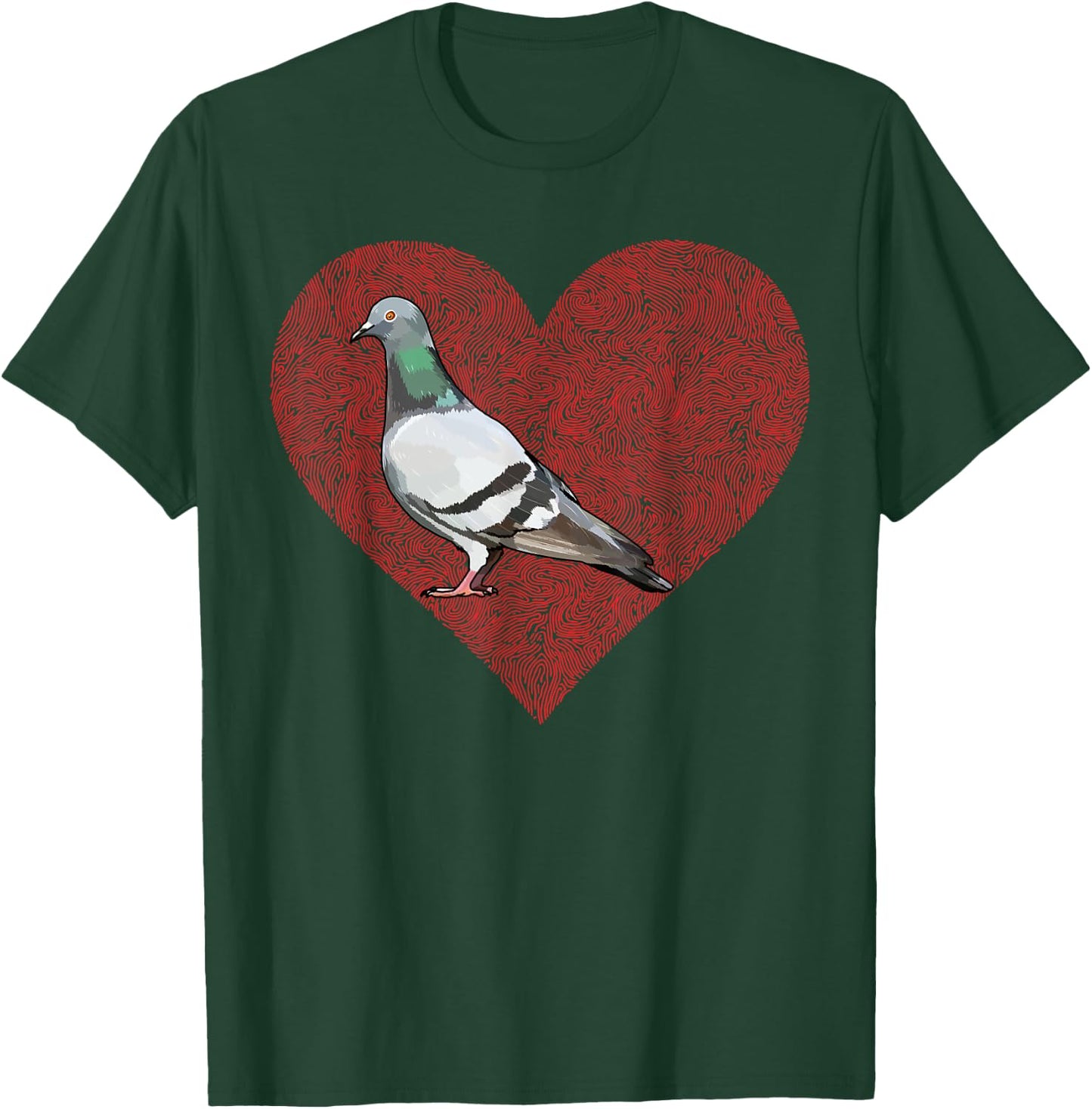 Pigeon Valentines Day Bird Love Fingerprint T-Shirt - T-Shirt | Forest