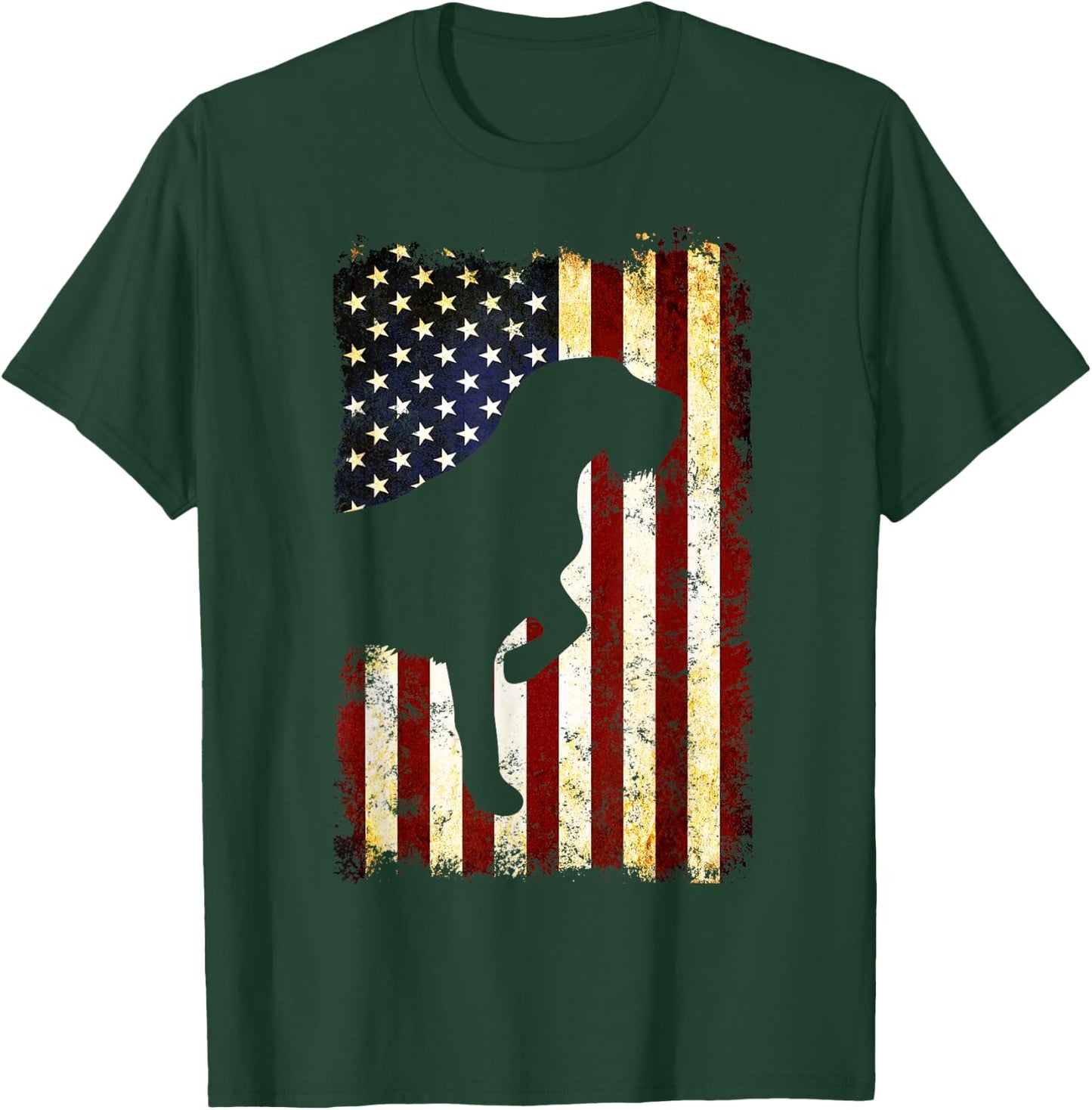Wirehaired Pointing Griffon Silhouette American Flag T-Shirt - T-Shirt | Forest