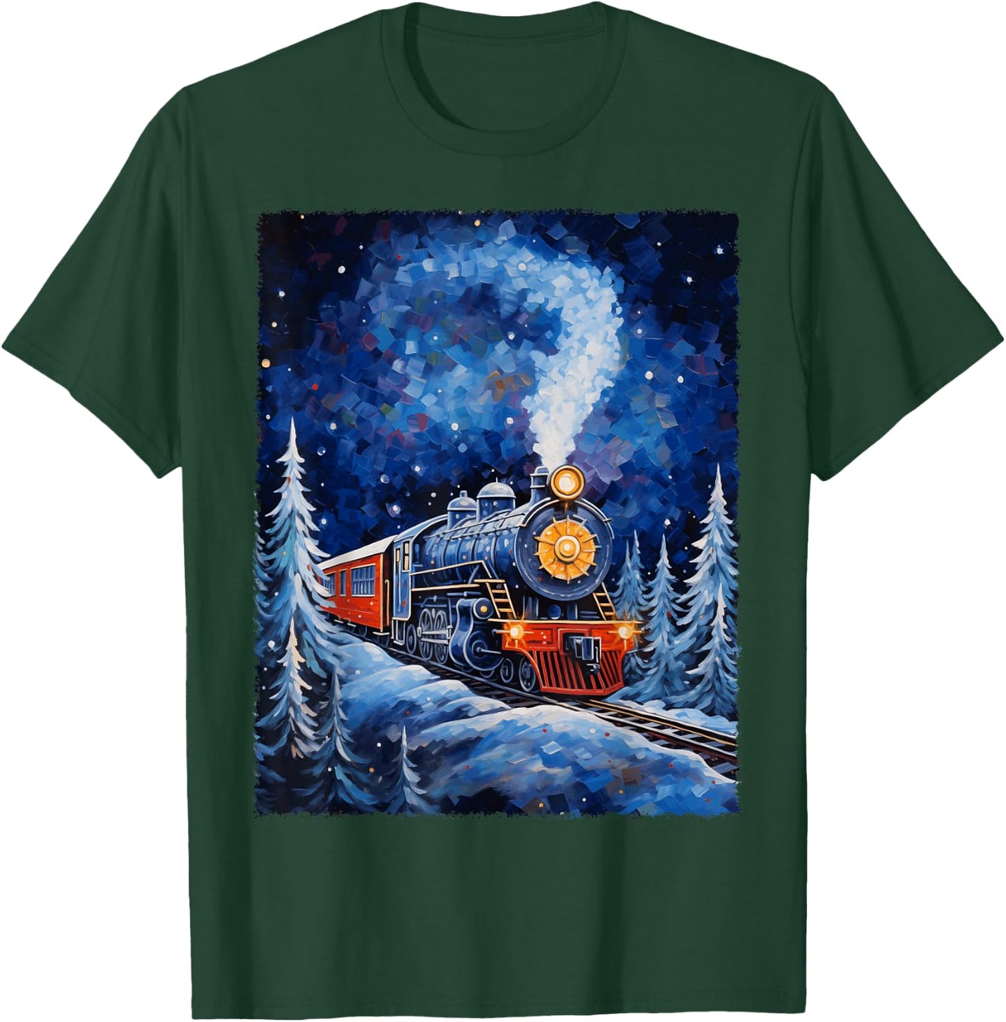 Steam Locomotive Van Gogh Style T-Shirt - T-Shirt | Forest