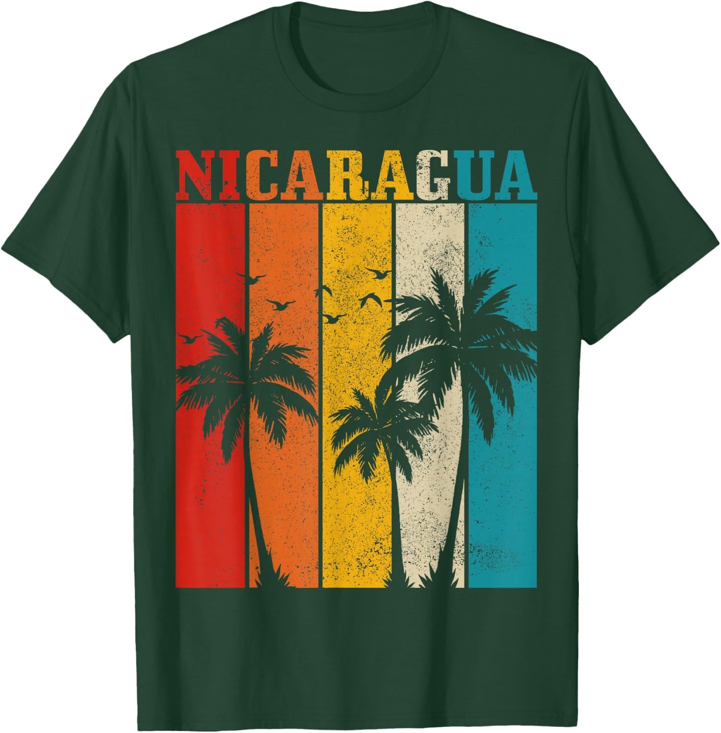 Nicaragua Vintage Palm Trees Surfer Nicaraguan Souvenir Nica T-Shirt - T-Shirt | Forest