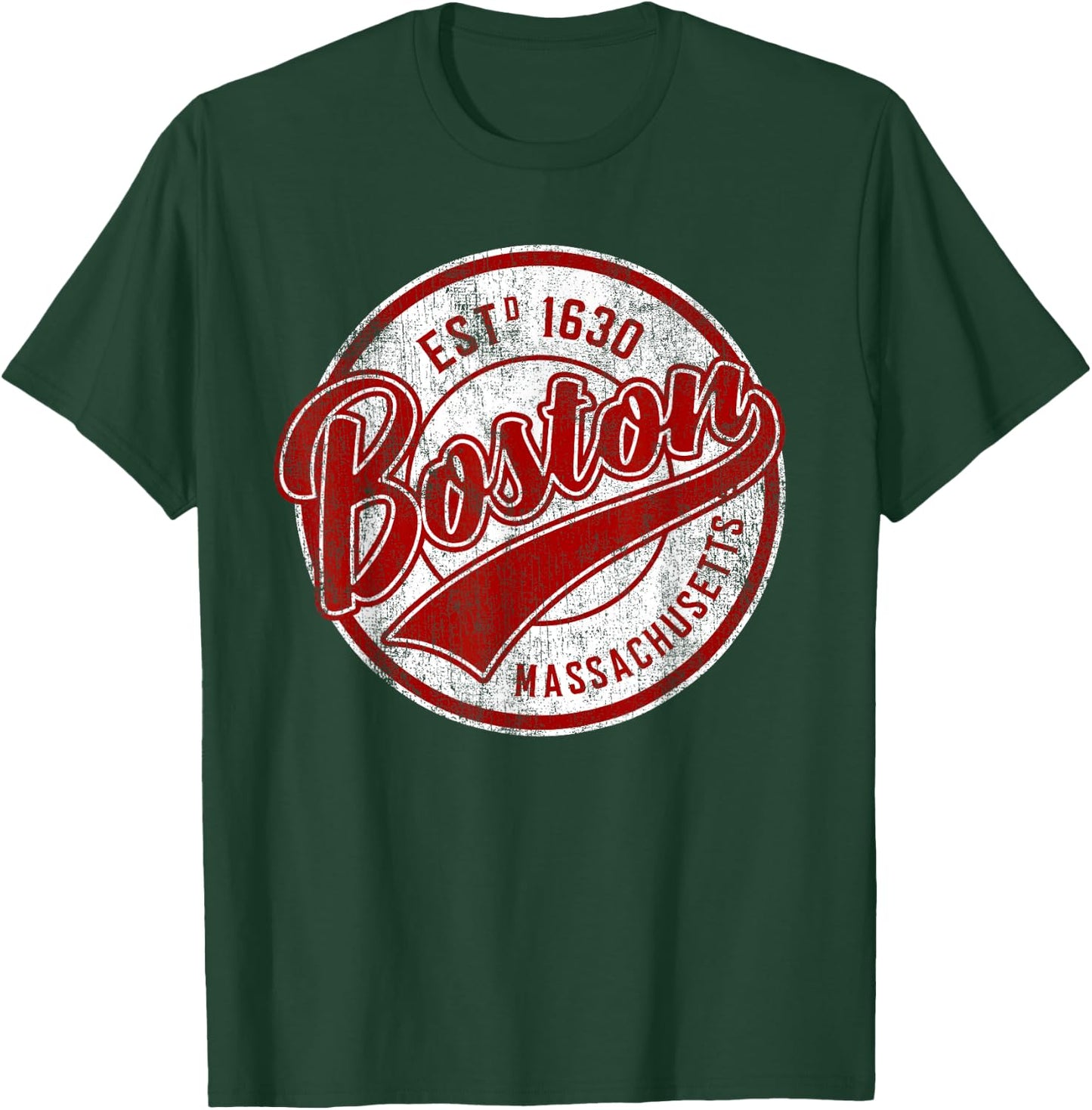 Distressed Vintage Boston Massachusetts Sports Gift T-Shirt - T-Shirt | Forest
