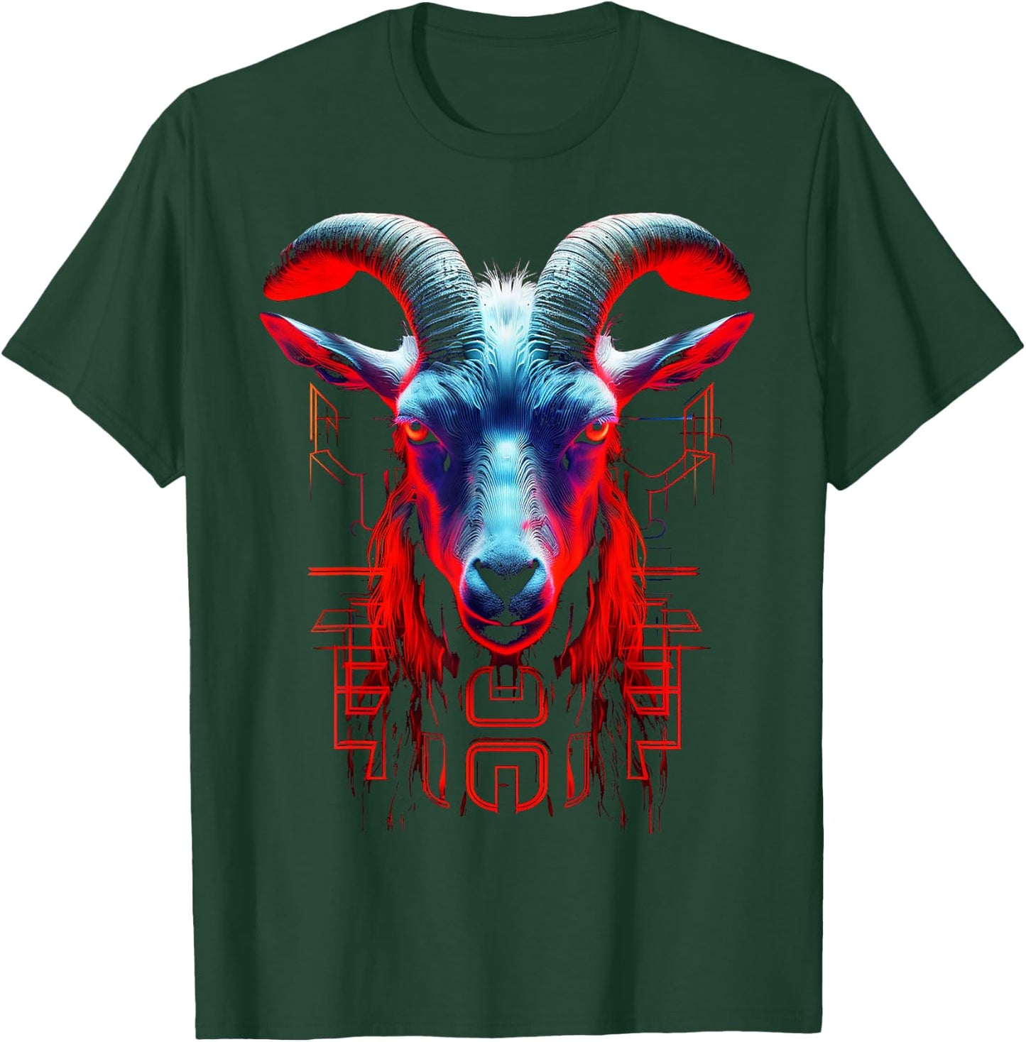 Goat Geometric Text Art Animal Graphic Motif Goat T-Shirt - T-Shirt | Forest