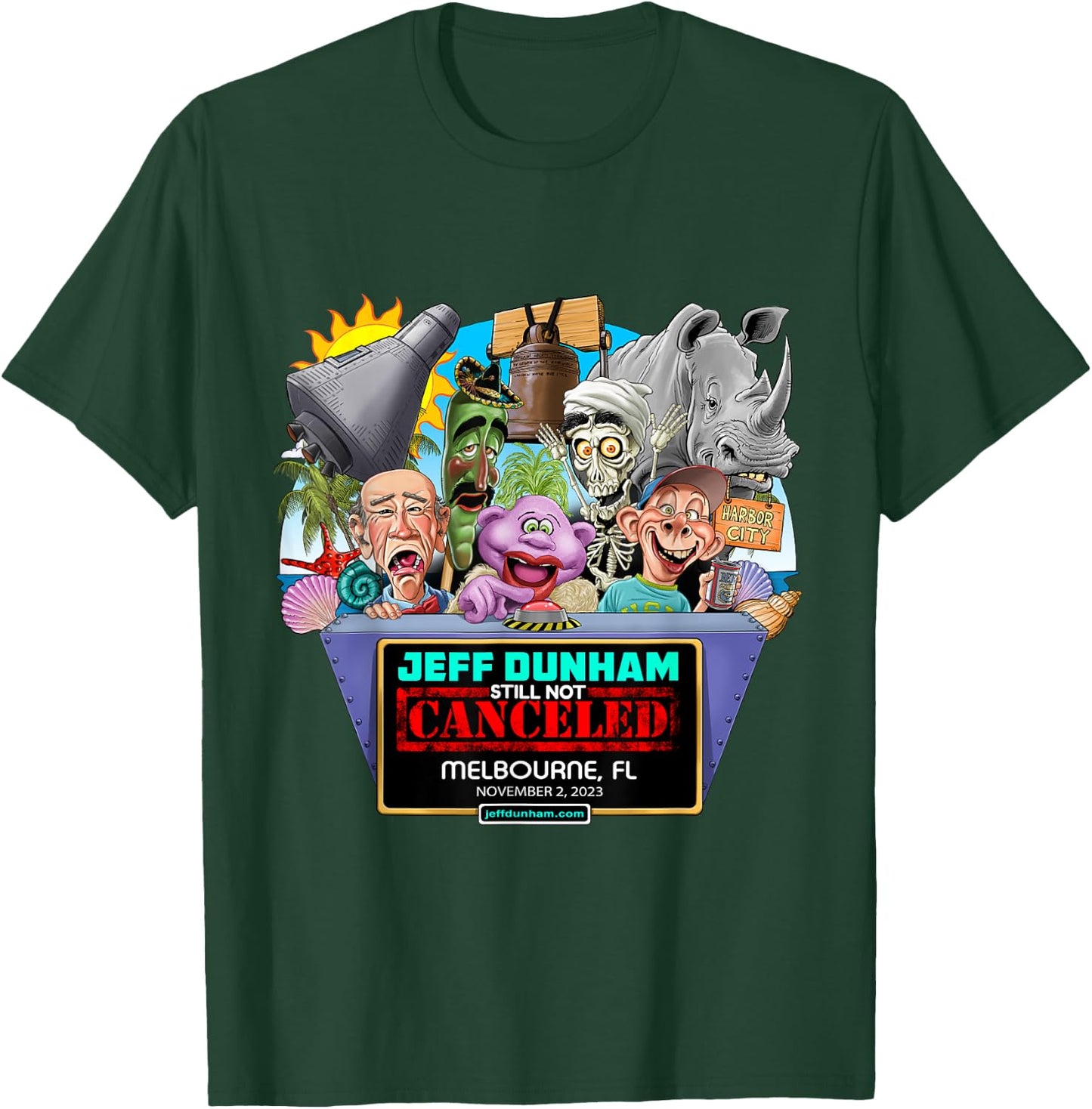 Jeff Dunham Melbourne, FL (2023) T-Shirt - T-Shirt | Forest