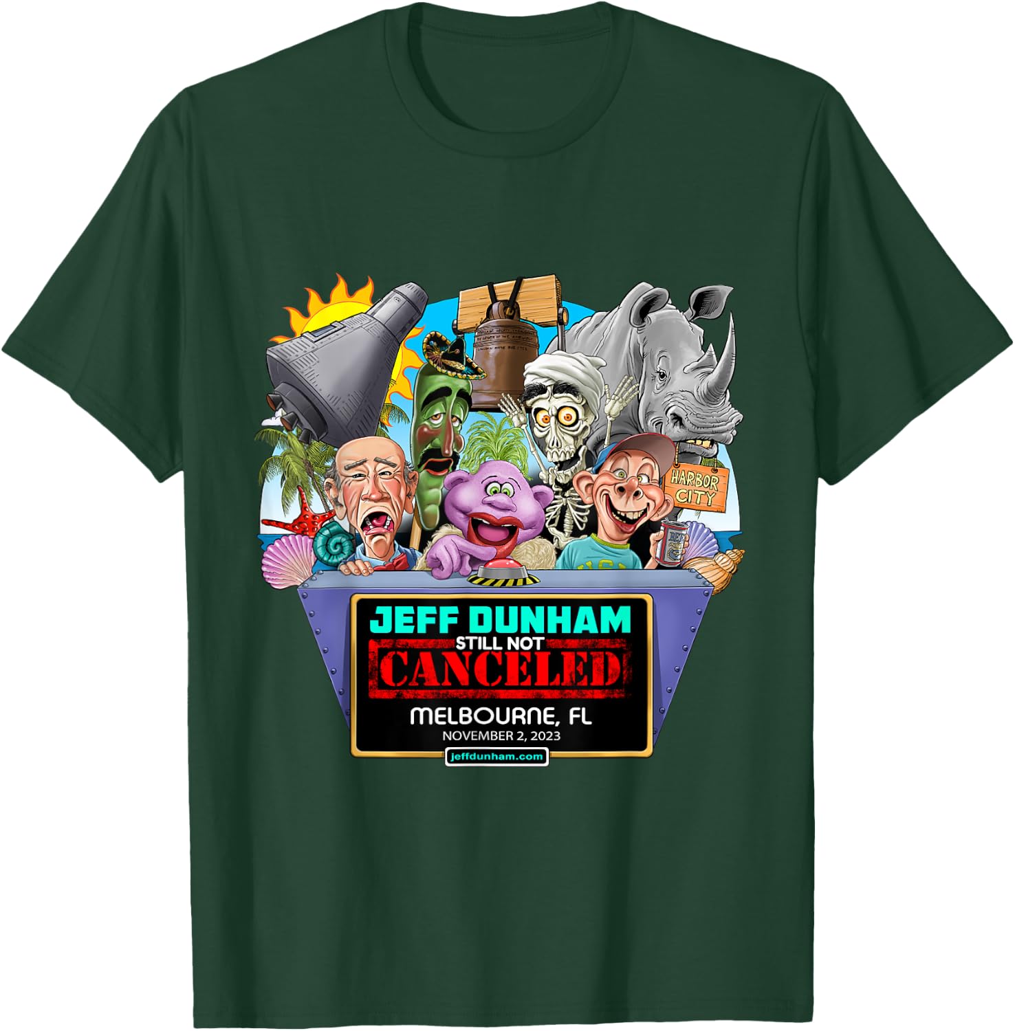 Jeff Dunham Melbourne, FL (2023) T-Shirt - T-Shirt | Forest