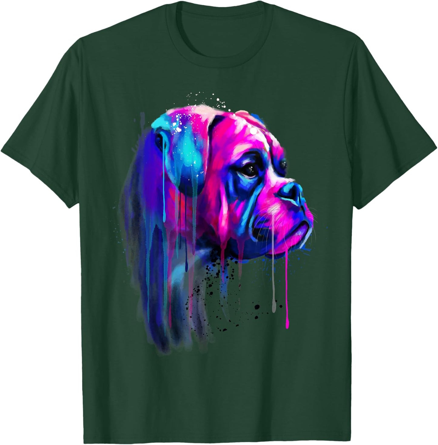Colorful Boxer Dog Art Watercolor T-Shirt - T-Shirt | Forest