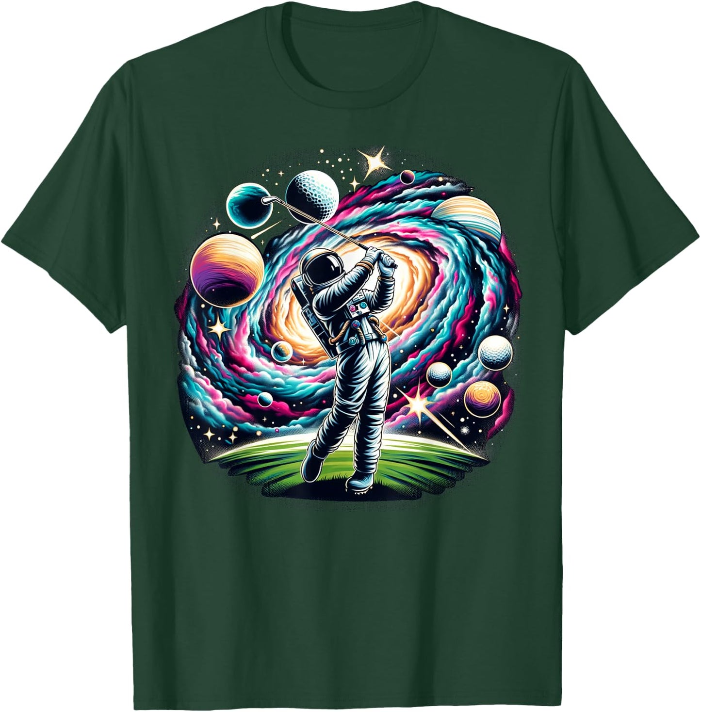 Funny Space Golf Astronaut on Golfer T-Shirt - T-Shirt | Forest