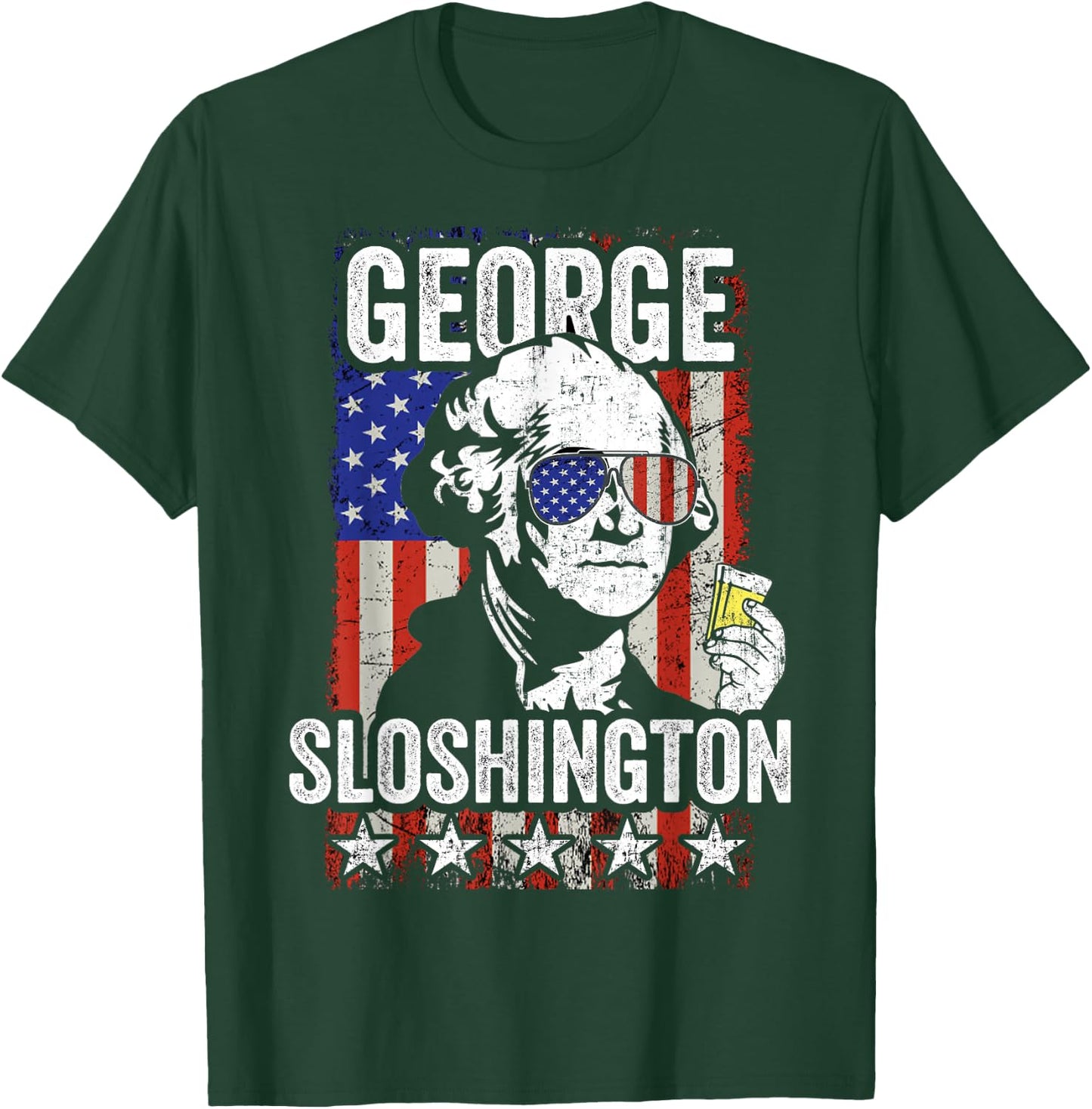 George Sloshington Funny George Washington USA Flag Drinking T-Shirt - T-Shirt | Forest