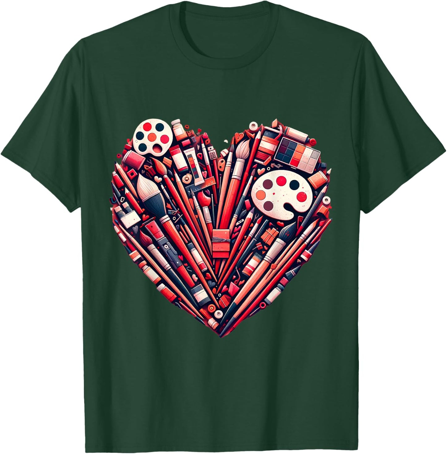 Art Teacher Valentine Heart T-Shirt - T-Shirt | Forest