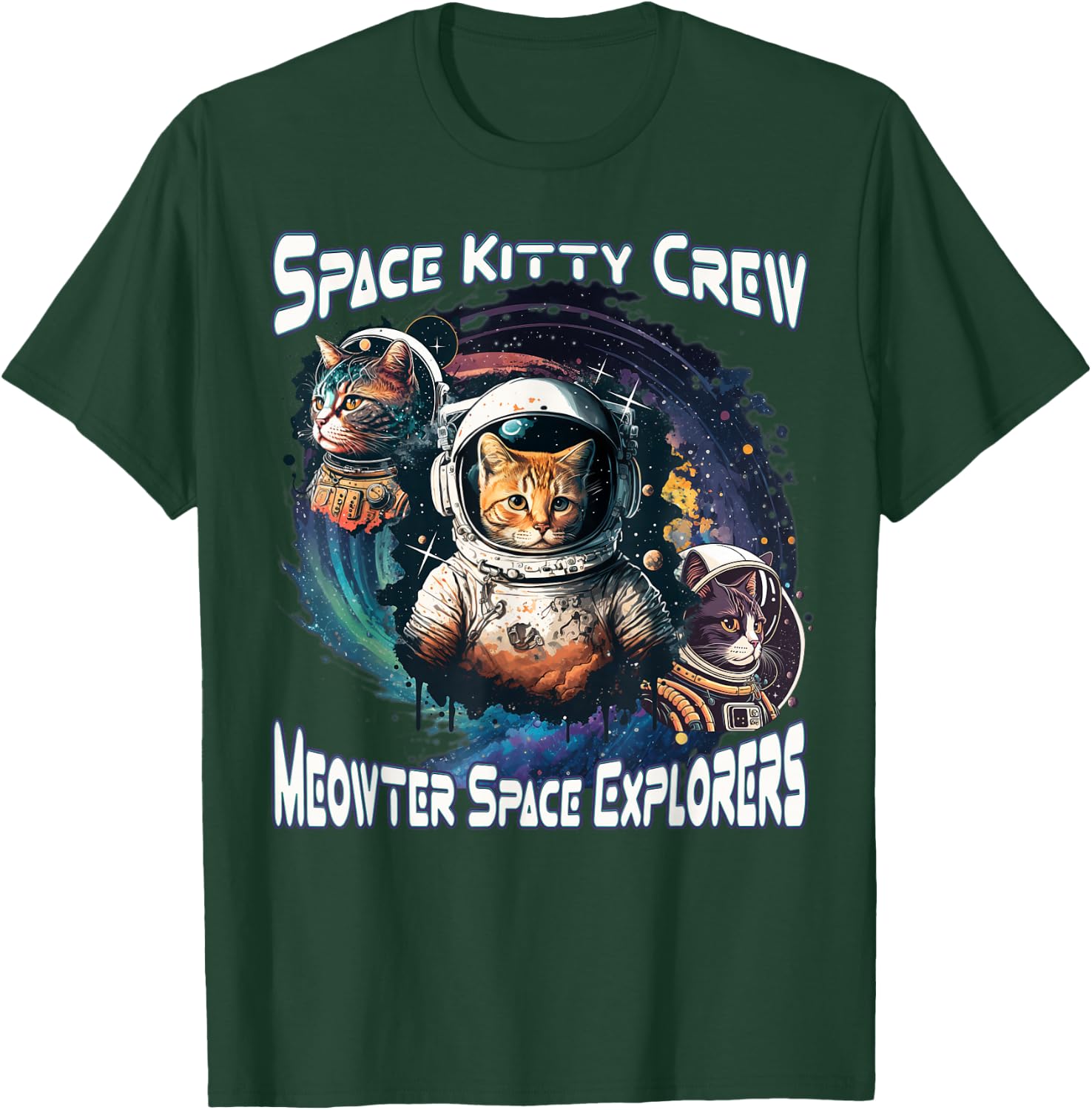 Space Kitty Crew Meowter Space Explorers Cute Cosmic Kitten T-Shirt - T-Shirt | Forest