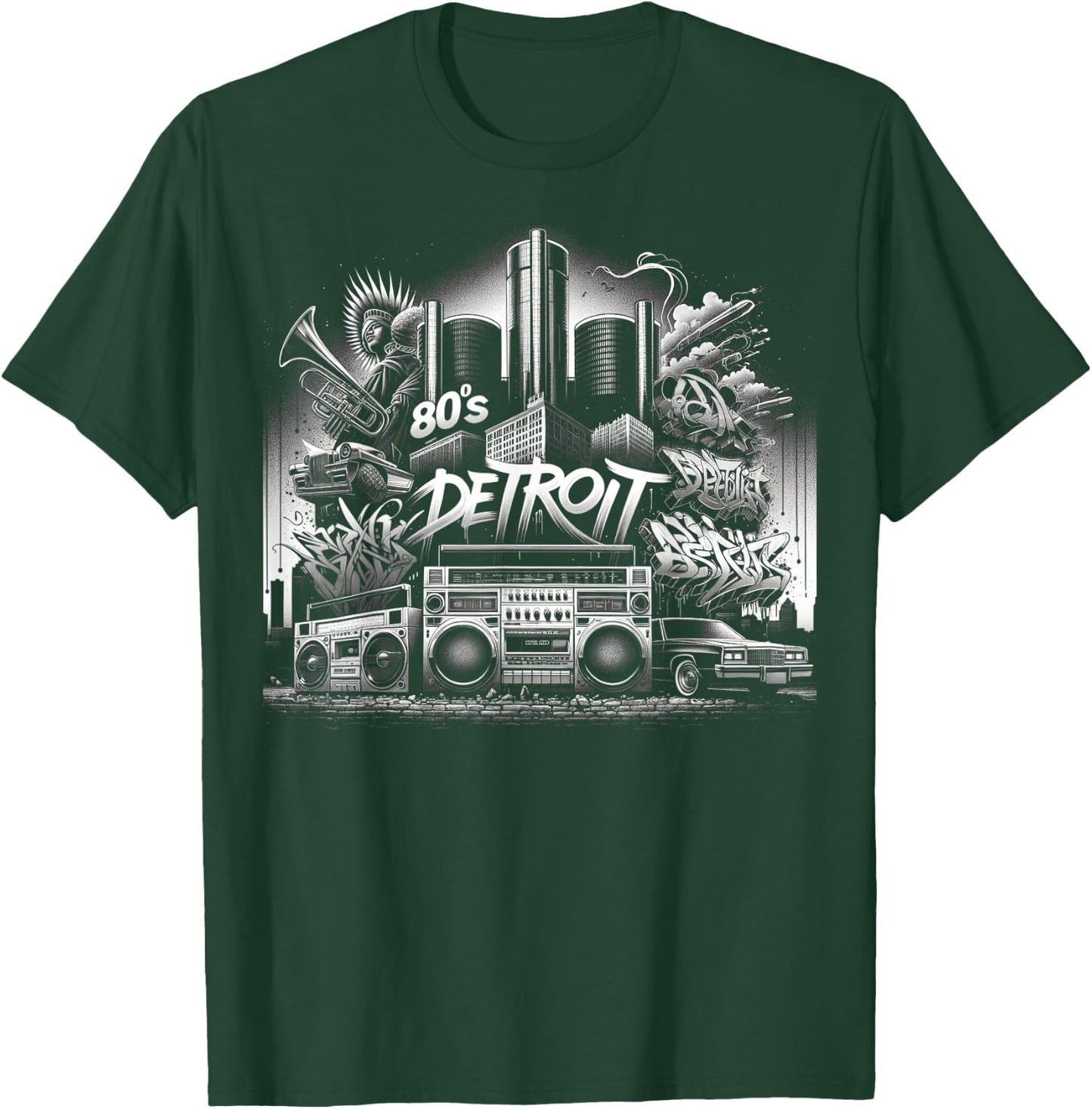 Detroit Hip Hop | Men Women XS - 6XL | Graphic T-Shirt - T-Shirt | Forest