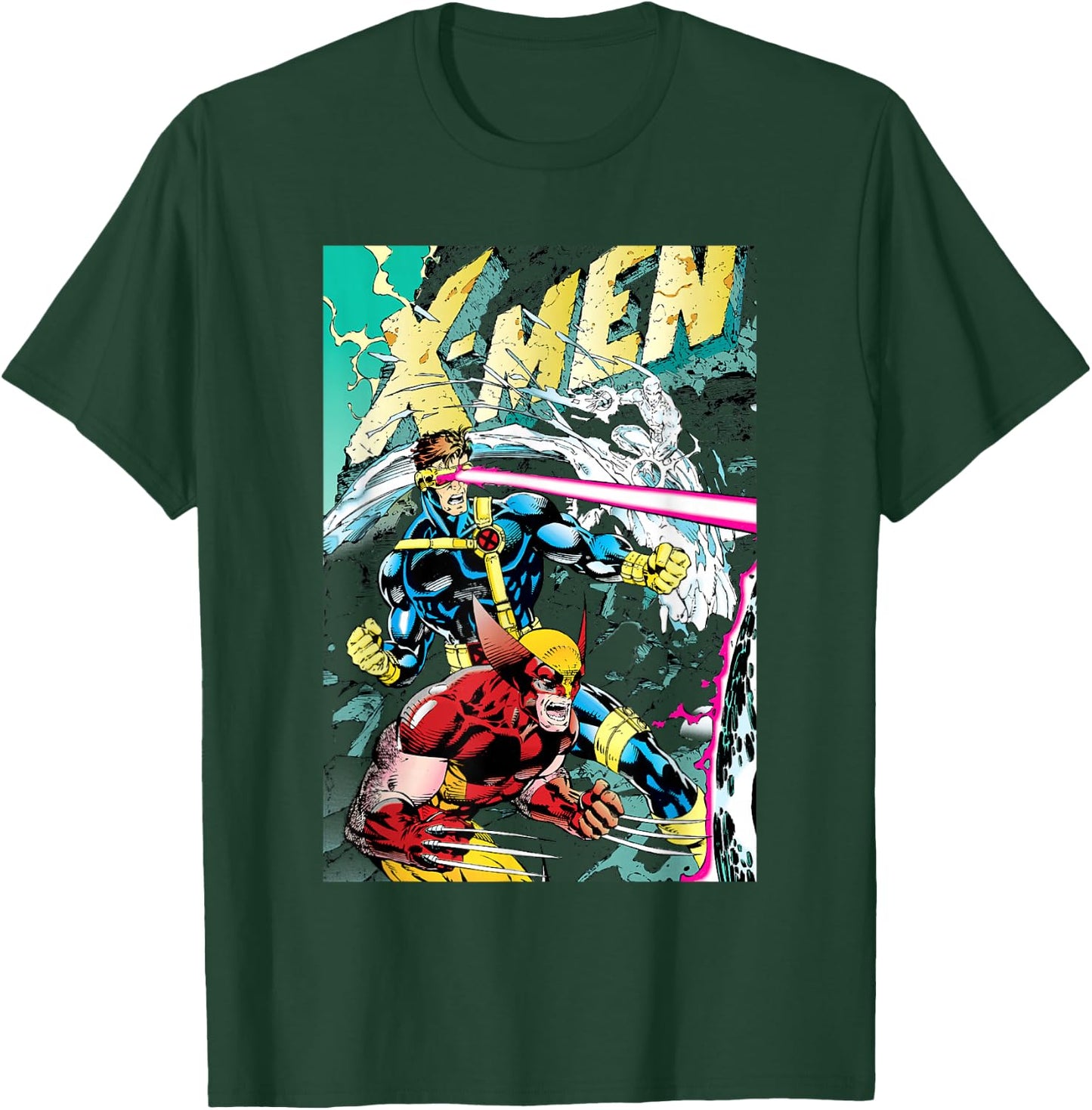 Marvel X-Men Wolverine & Cyclops Fighting Side by Side V2 T-Shirt - T-Shirt | Forest