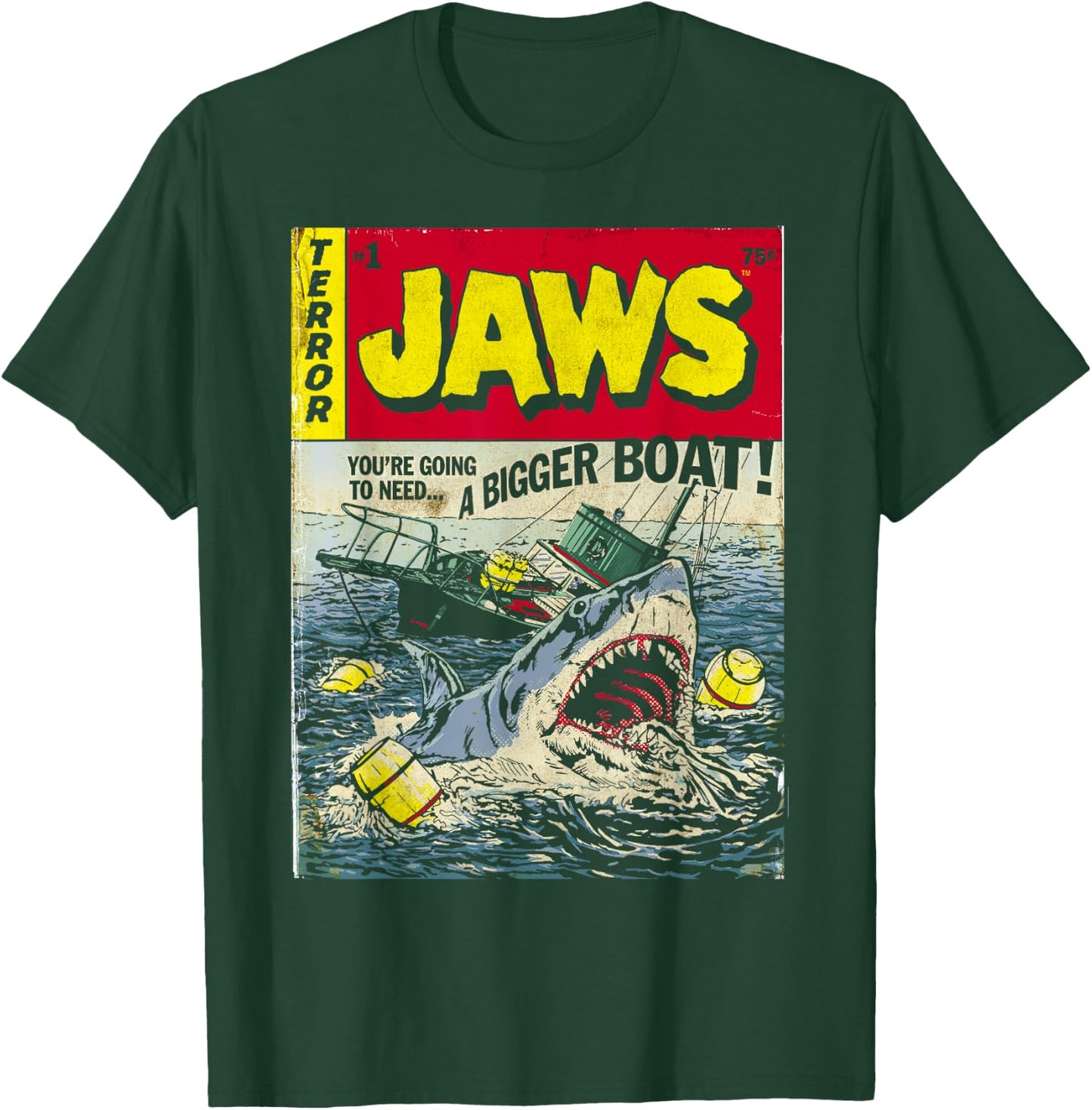 Jaws Pulp Attack Comic Cover Short Sleeve T-Shirt - T-Shirt | Forest
