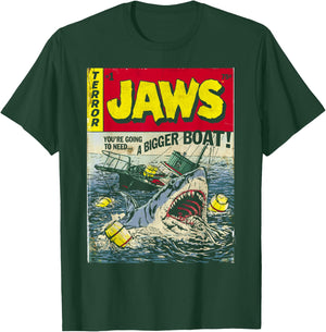 Jaws Pulp Attack Comic Cover Short Sleeve T-Shirt - T-Shirt | Forest
