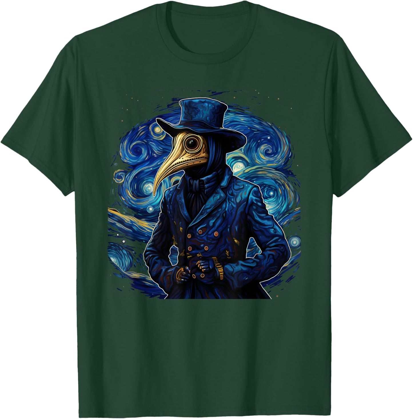 Funny Plague Doctor Starry Night Van Gogh leeches medical T-Shirt - T-Shirt | Forest