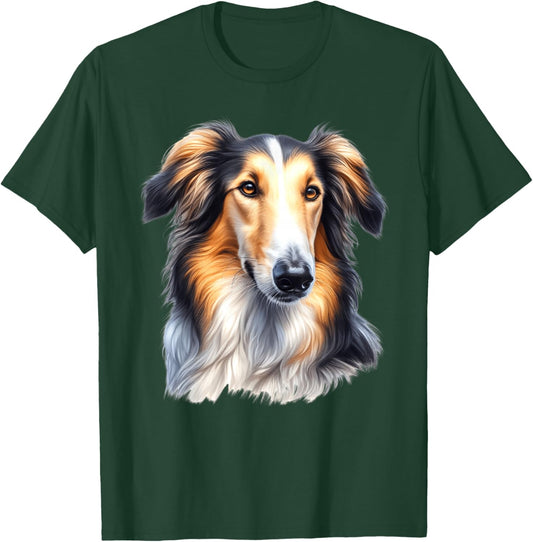 Borzoi Dog Portrait T-Shirt - T-Shirt | Forest