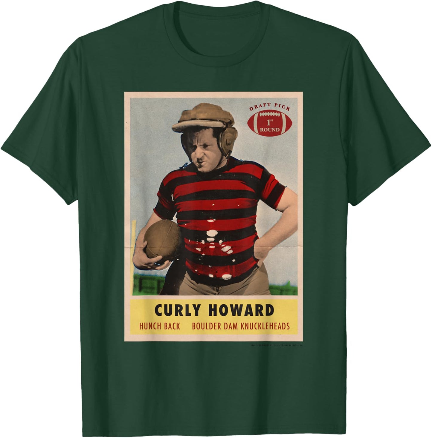 Curly - Knuckleheads Football Card T-Shirt - T-Shirt | Forest