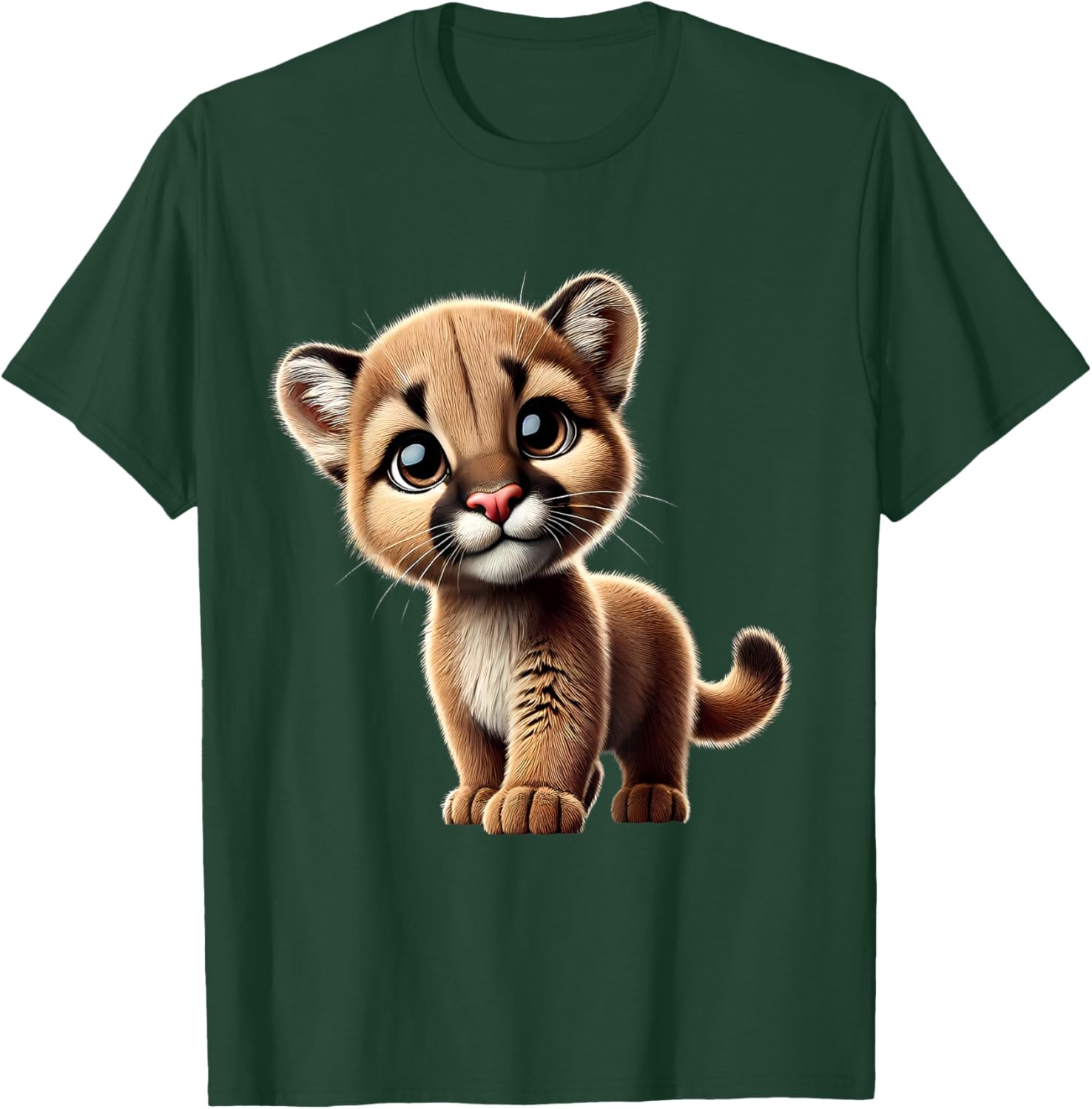 Cute Cougar Cub Adorable Wildlife Art T-Shirt - T-Shirt | Forest