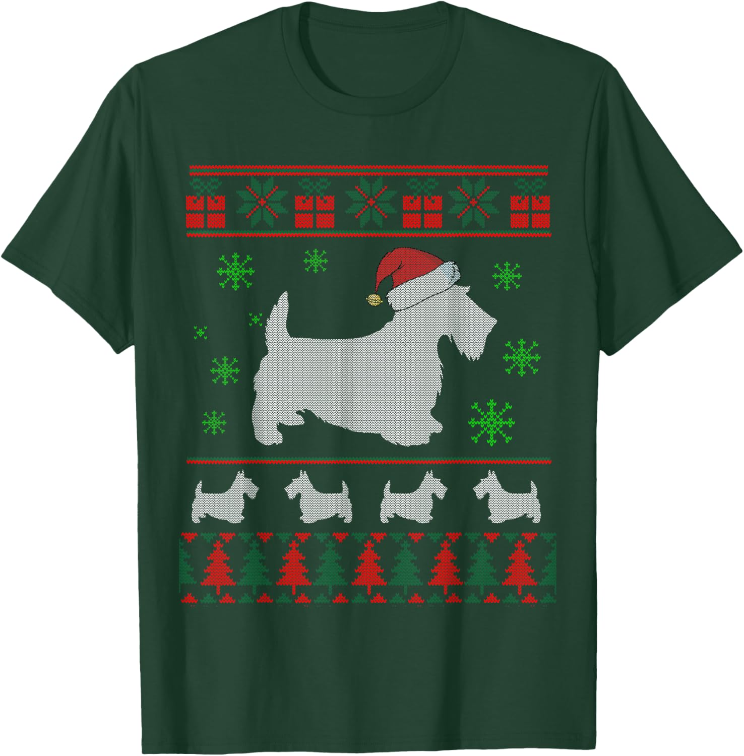 Scottie Dog Ugly Christmas Sweater Gift Dog Lovers T-Shirt - T-Shirt | Forest