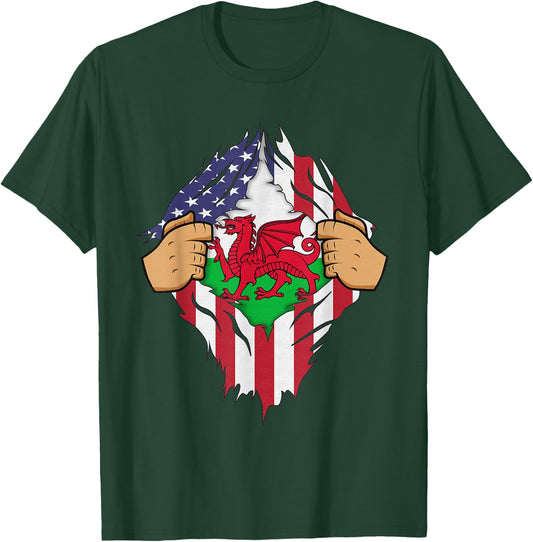 WELSH FLAG WALES Men Women Kids Gift T-Shirt - T-Shirt | Forest