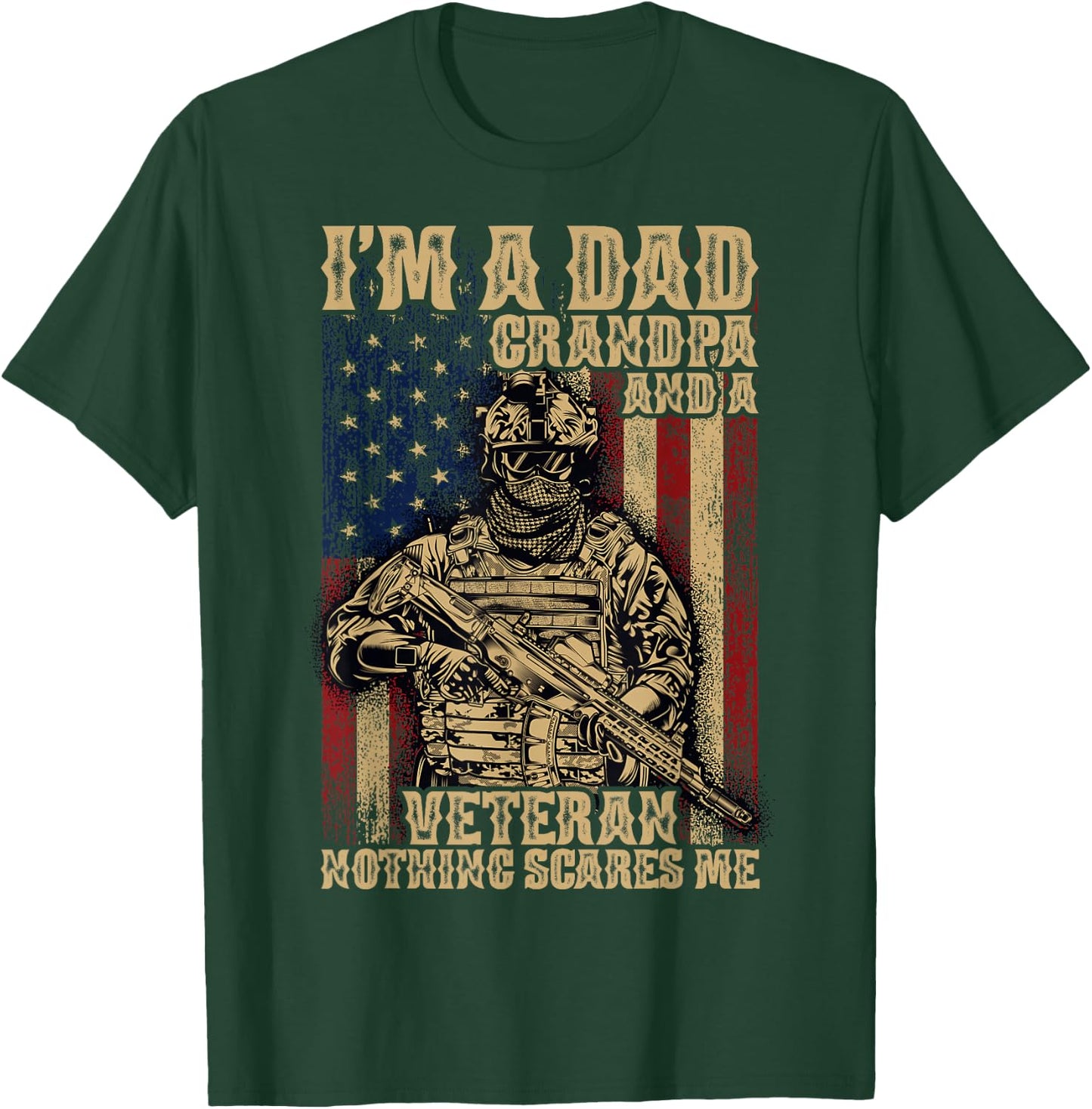4th of July | USA Flag | I'm a Dad Grandpa and a Veteran T-Shirt - T-Shirt | Forest