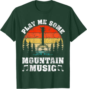 Vintage Play Me Some Mountain Music Mandolin T-Shirt - T-Shirt | Forest