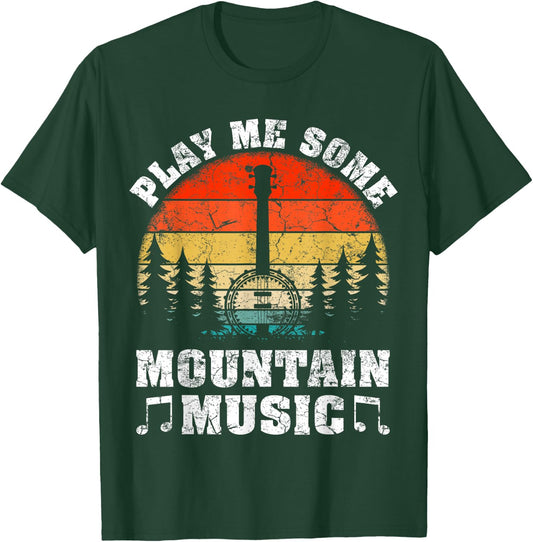Vintage Play Me Some Mountain Music Mandolin T-Shirt - T-Shirt | Forest