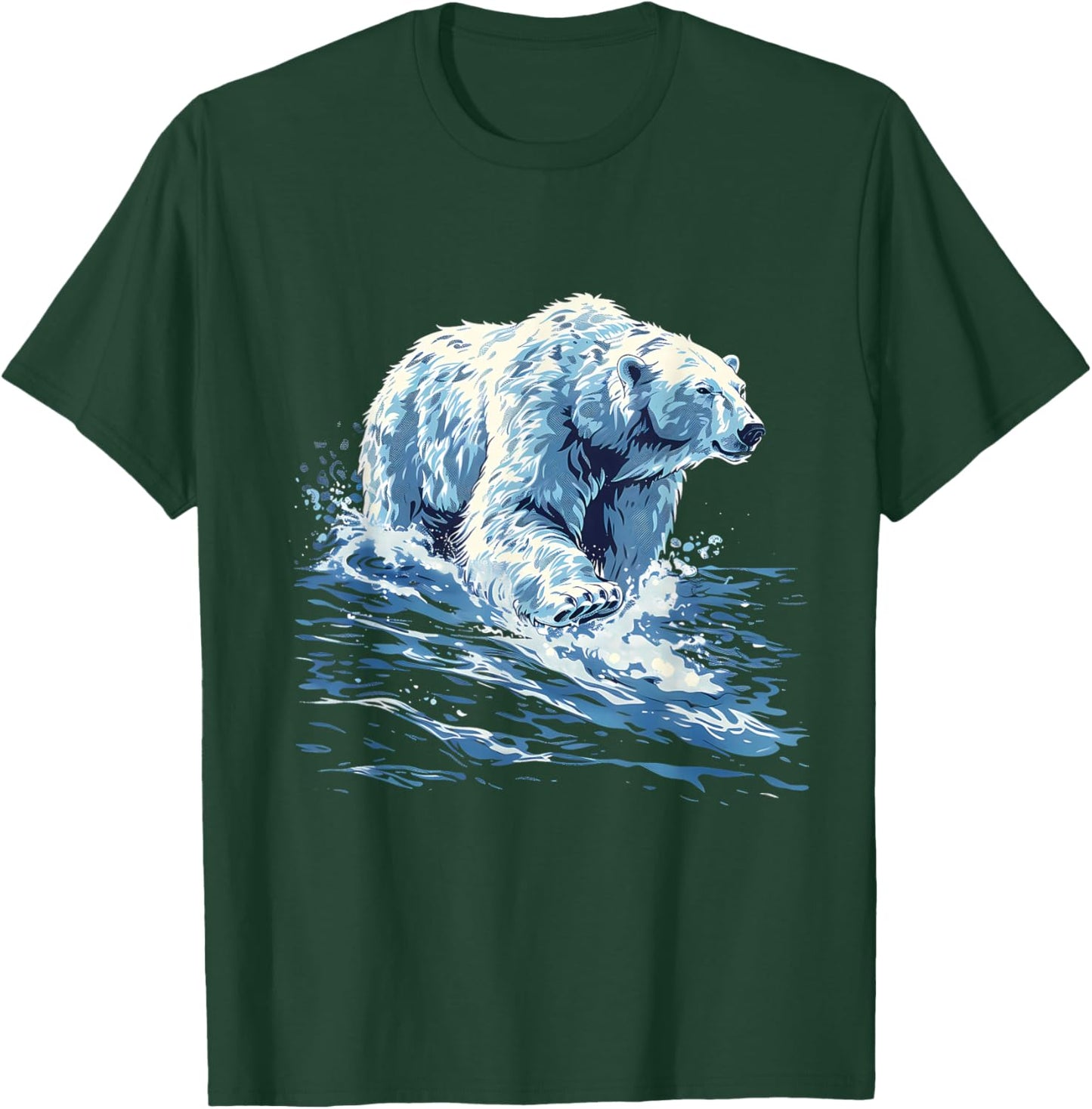 Polar Bear Ocean Sea Polar Bear Motif Marine Mammal Artwork T-Shirt - T-Shirt | Forest
