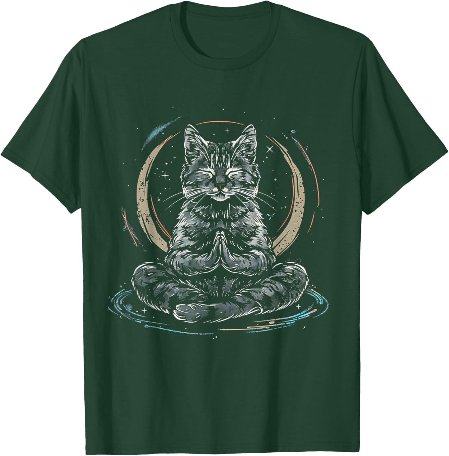 Meditation Cat Yoga Spiritual Hindu Buddhist Zen Buddha T-Shirt - T-Shirt | Forest