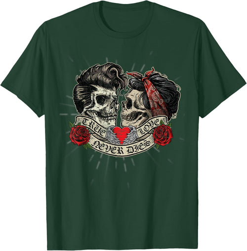 Vintage Retro True Love Never Dies Tattoo Rockabilly Small