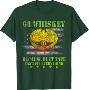 Vintage 68 Whiskey Combat Medic Flag Shirt 4th of July Gift T-Shirt - T-Shirt | Forest