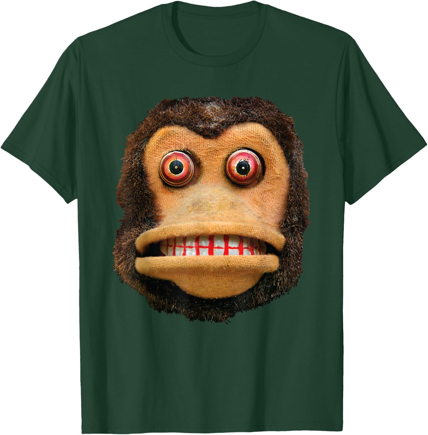 Big Buggy Eyed Monkey Face Cymbal Playing Toy Animal T-Shirt - T-Shirt | Forest