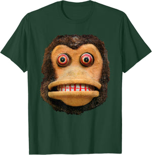 Big Buggy Eyed Monkey Face Cymbal Playing Toy Animal T-Shirt - T-Shirt | Forest