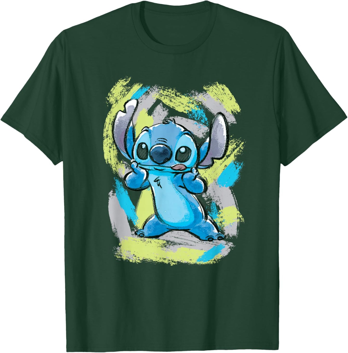 Disney Lilo and Stitch Watercolor Brushstrokes T-Shirt - T-Shirt | Forest