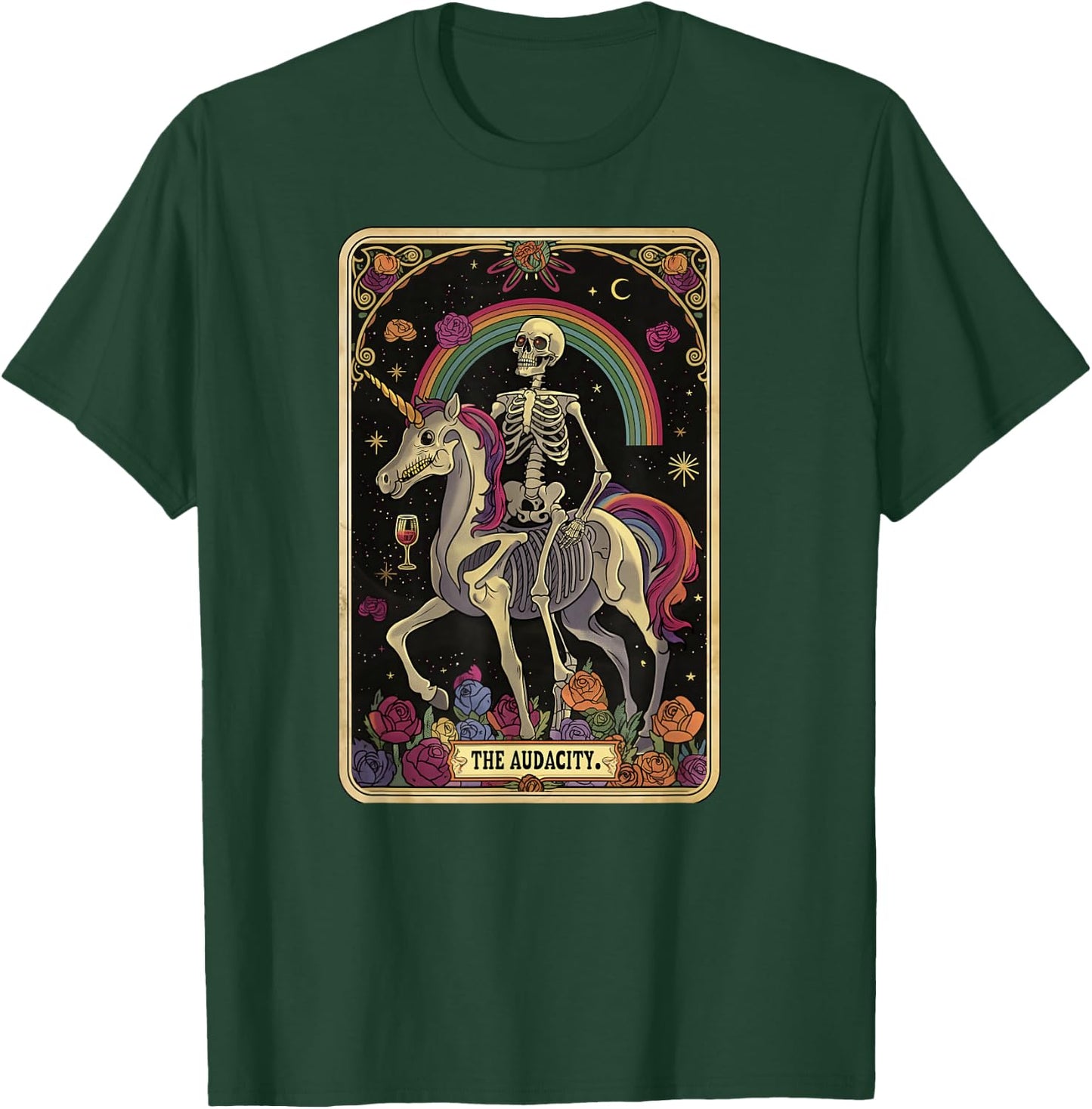 The Audacity Skeleton Tarot Card Graphic T-Shirt - T-Shirt | Forest