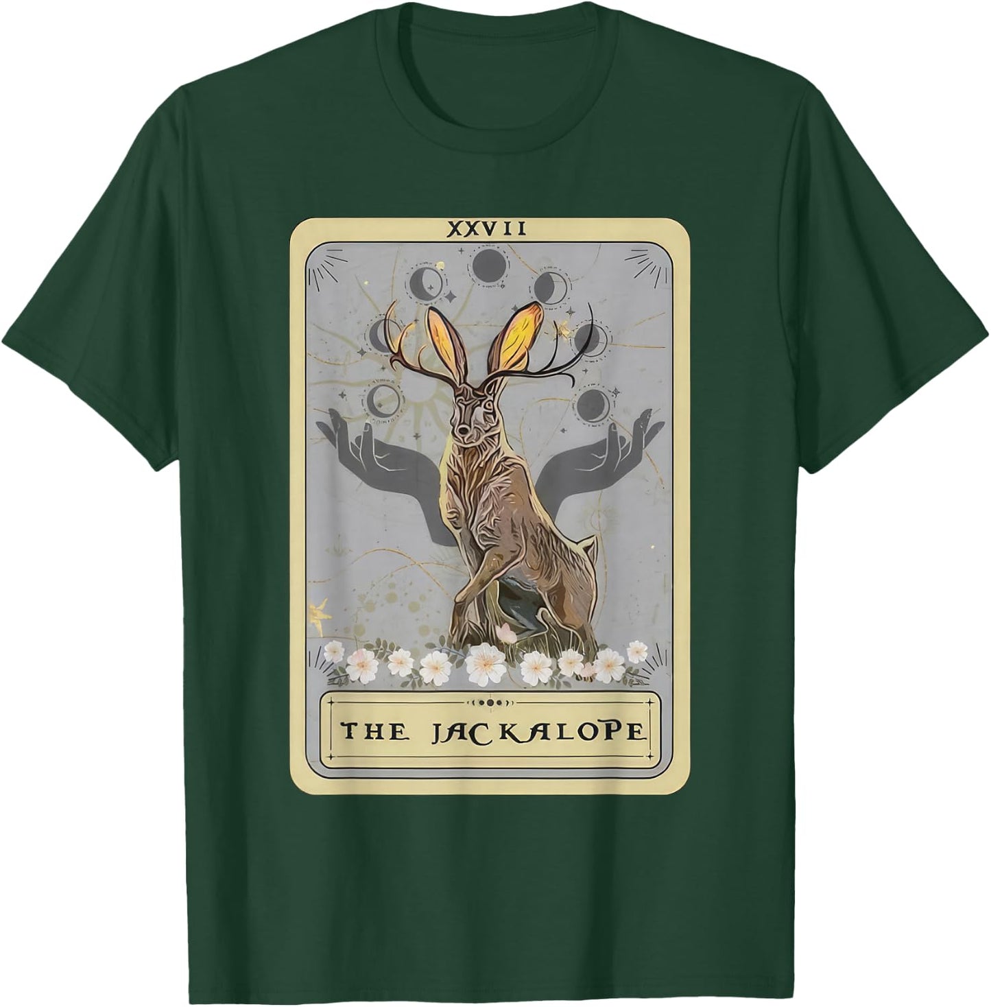 Jackalope Hat Tarot Card Monster Legend Cryptid Cryptidcore T-Shirt - T-Shirt | Forest