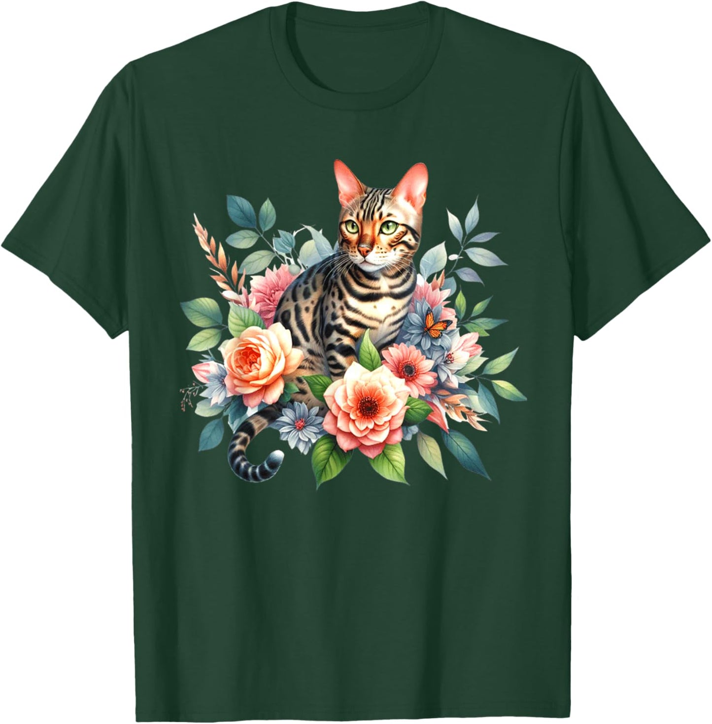 Bengal Cat x Flowers T-Shirt - T-Shirt | Forest