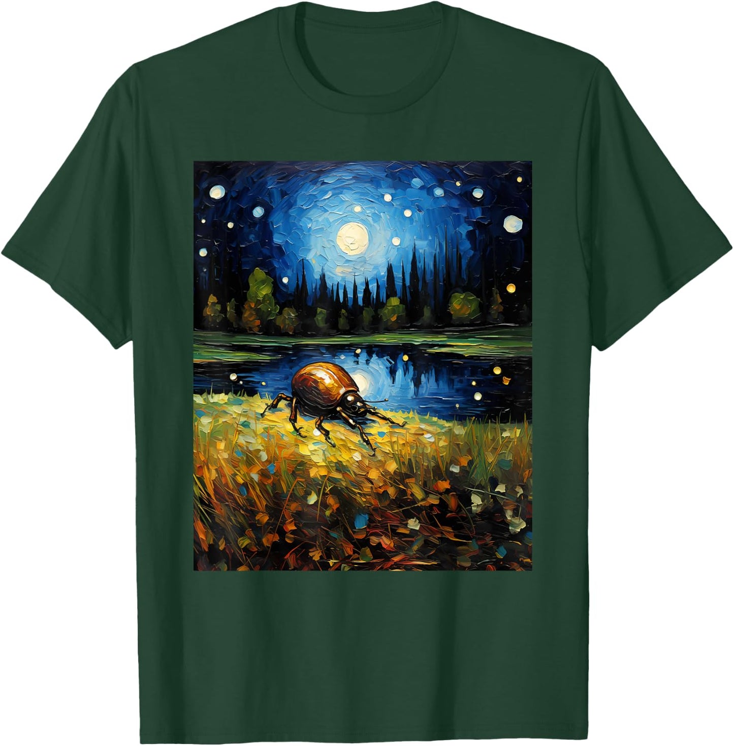 Surrealism Starry Night Dung Beetle Bug Lovers T-Shirt - T-Shirt | Forest