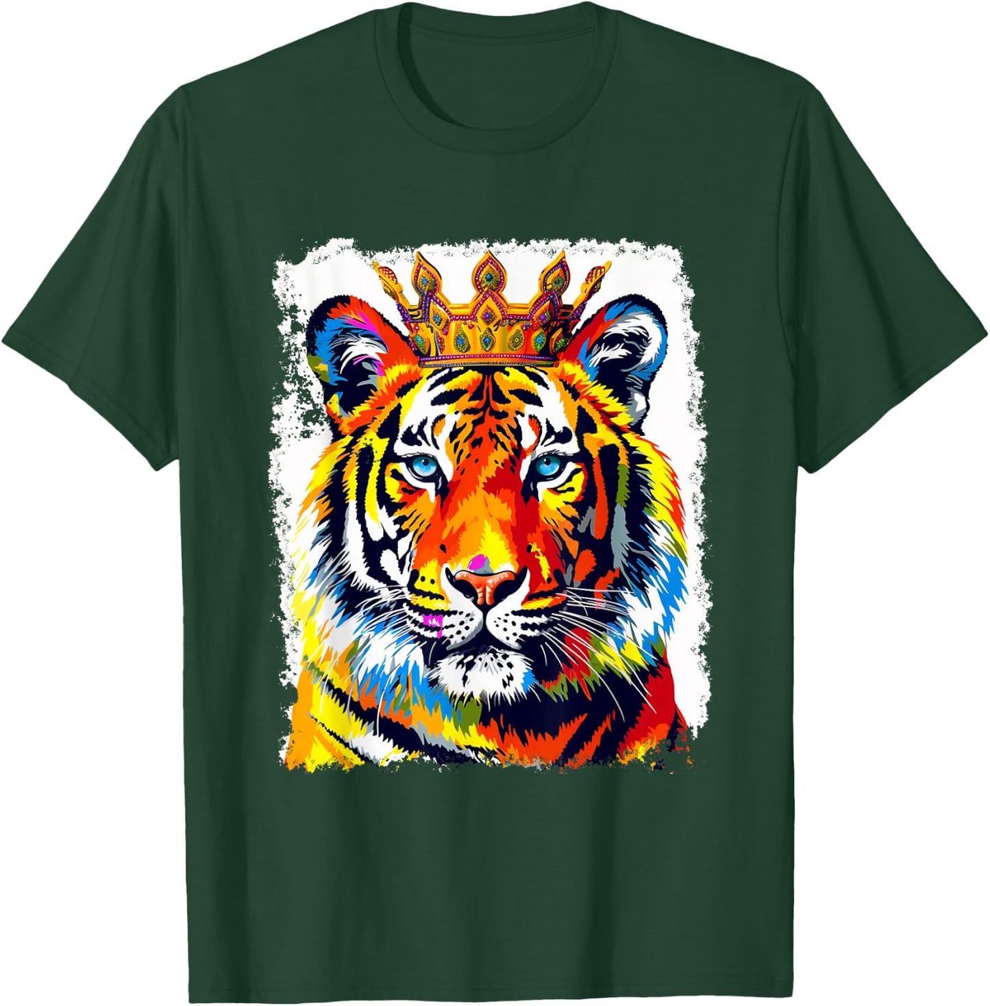 Pop Art Vintage Zoo Animal Tiger Crown King Queen T-Shirt - T-Shirt | Forest