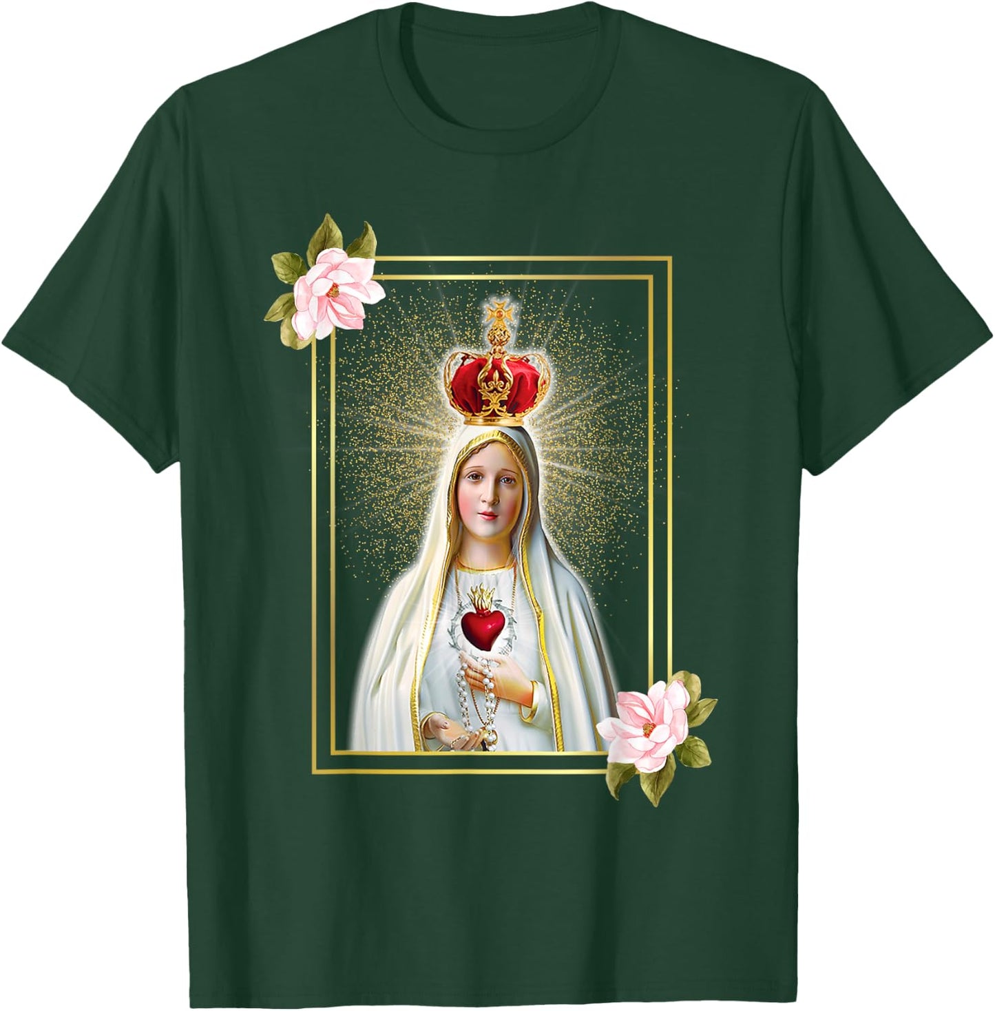 Our Lady of Fatima Immaculate Heart of Blessed Virgin Mary T-Shirt - T-Shirt | Forest
