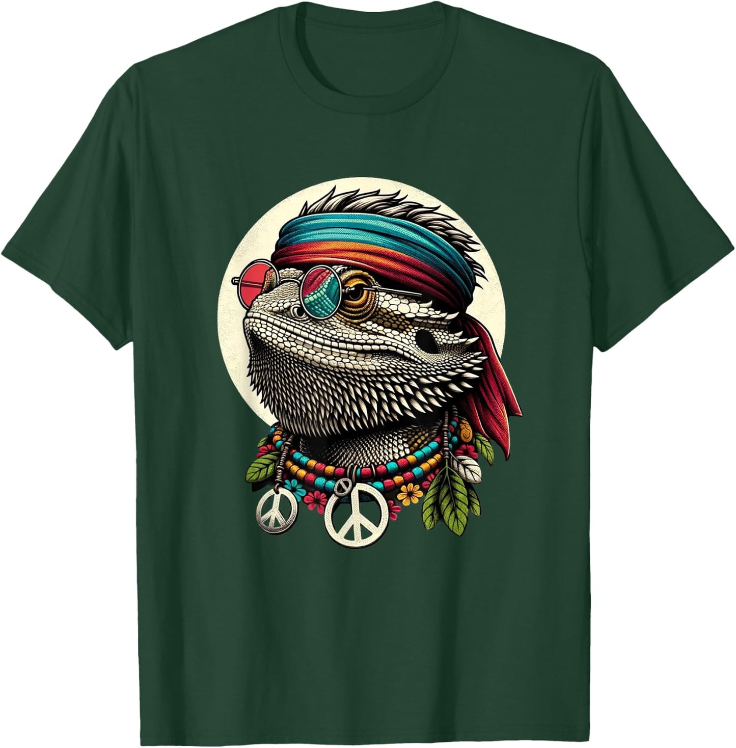 Bearded Dragons Reptile Lizard Pet Hippie Style T-Shirt - T-Shirt | Forest