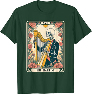 The Harpist Harp Player Tarot Card Skeleton Harp Musician T-Shirt - T-Shirt | Forest