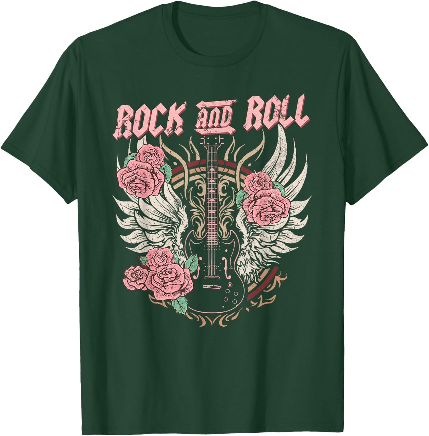 Rock and Roll Guitar Vintage ROCK women Music T-Shirt - T-Shirt | Forest