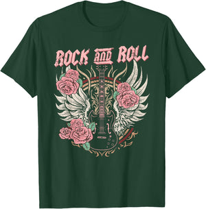 Rock and Roll Guitar Vintage ROCK women Music T-Shirt - T-Shirt | Forest